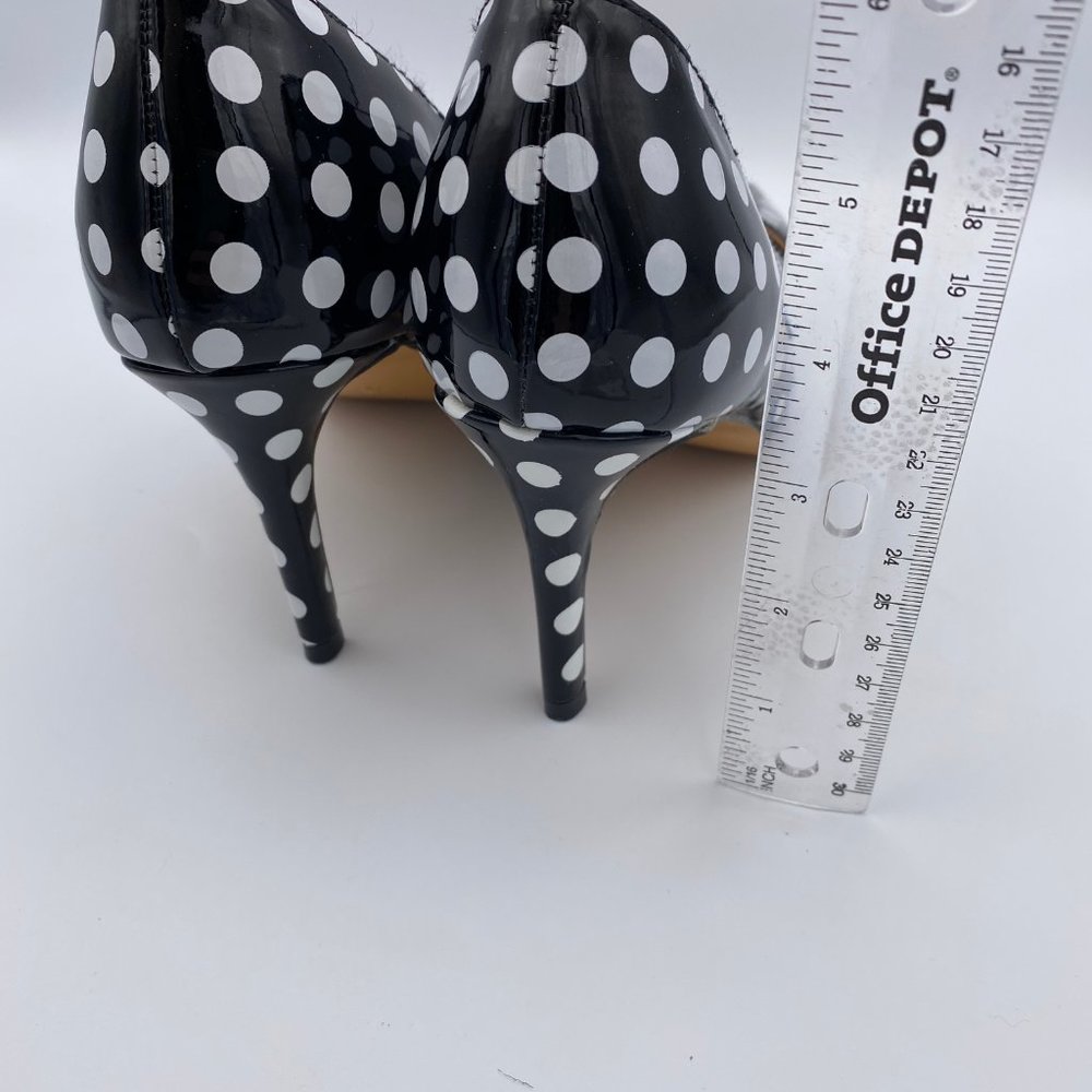 YDN Chic Pointed Toe Mid Heel Pumps Polka Dots - Picture 5 of 7